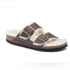 Birkenstock Arizona Shearling Waxy Leather Oiled